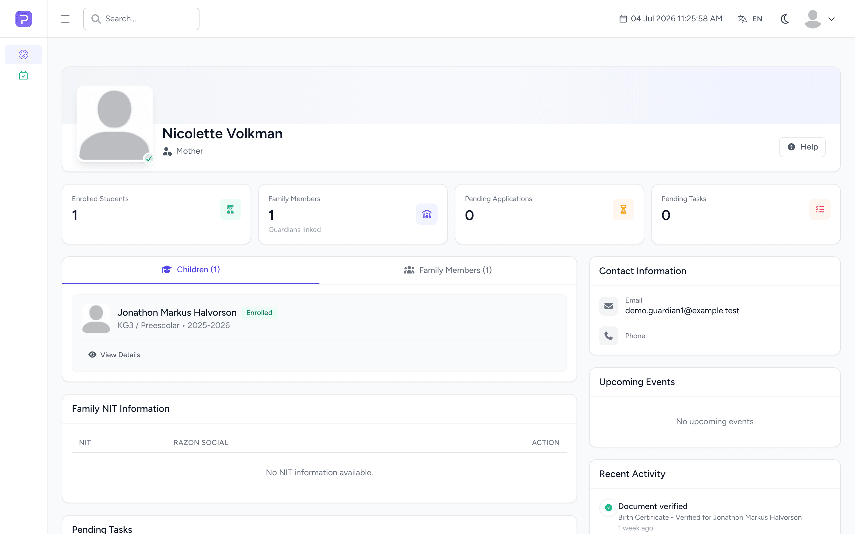 Product screenshot of the Family & Student Portals module in the Pulsedu app